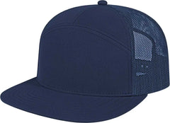 Cap America i3057 7 Panel Trucker Mesh Back Cap - Navy - Navy / One Size Fits Most