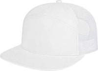 Cap America i3057 7 Panel Trucker Mesh Back Cap - White - White / One Size Fits Most