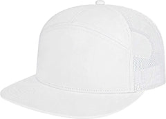 Cap America i3057 7 Panel Trucker Mesh Back Cap - White - White / One Size Fits Most