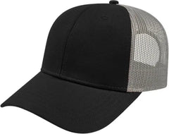 Cap America I3115 Low Profile Trucker with Modified Flat Bill Cap - Black Gray - Black Gray / Youth