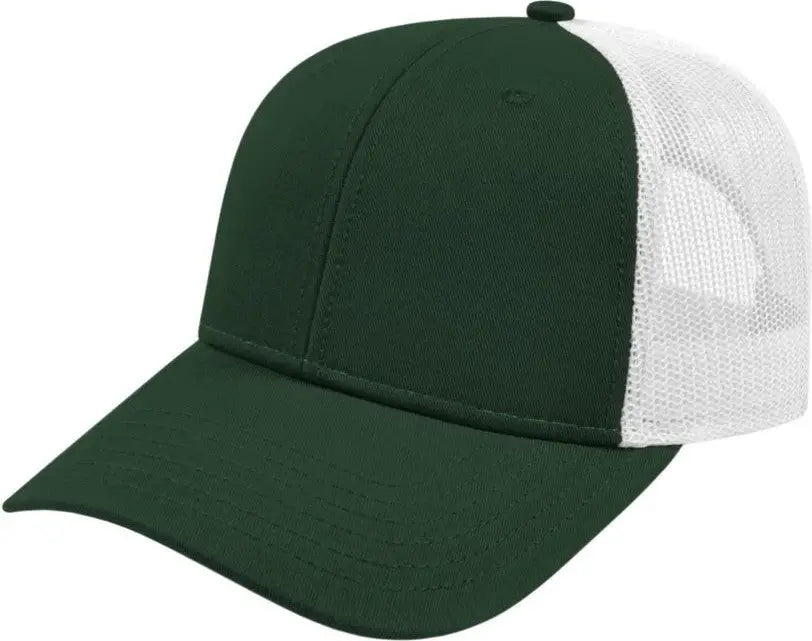 Cap America I3115 Low Profile Trucker with Modified Flat Bill Cap - Forest White - Forest White / Youth