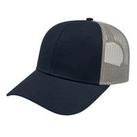 Cap America I3115 Low Profile Trucker with Modified Flat Bill Cap - Navy Gray - Navy Gray / Youth