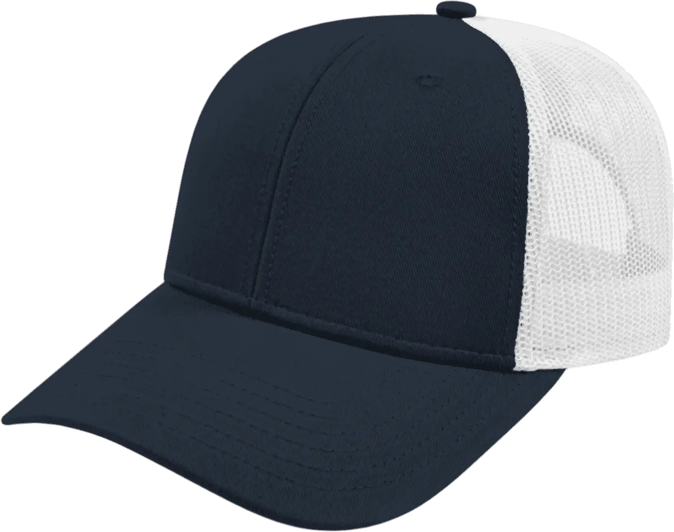 Cap America I3115 Low Profile Trucker with Modified Flat Bill Cap - Navy White - Navy White / XS