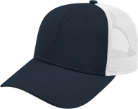 Cap America I3115 Low Profile Trucker with Modified Flat Bill Cap - Navy White - Navy White / XS