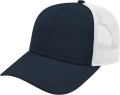 Cap America I3115 Low Profile Trucker with Modified Flat Bill Cap - Navy White - Navy White / XS