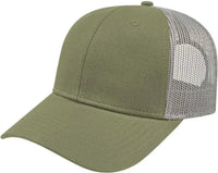 Cap America I3115 Low Profile Trucker with Modified Flat Bill Cap - Olive Gray - Olive Gray / Youth
