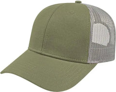 Cap America I3115 Low Profile Trucker with Modified Flat Bill Cap - Olive Gray - Olive Gray / Youth