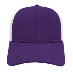 Cap America I3115 Low Profile Trucker with Modified Flat Bill Cap - Purple White