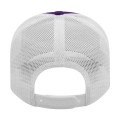 Cap America I3115 Low Profile Trucker with Modified Flat Bill Cap - Purple White