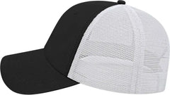 Cap America i5009 Value Washed Chino Twill Mesh Back Cap - Black White - Black White / One Size Fits Most
