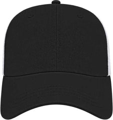 Cap America i5009 Value Washed Chino Twill Mesh Back Cap - Black White - Black White / One Size Fits Most