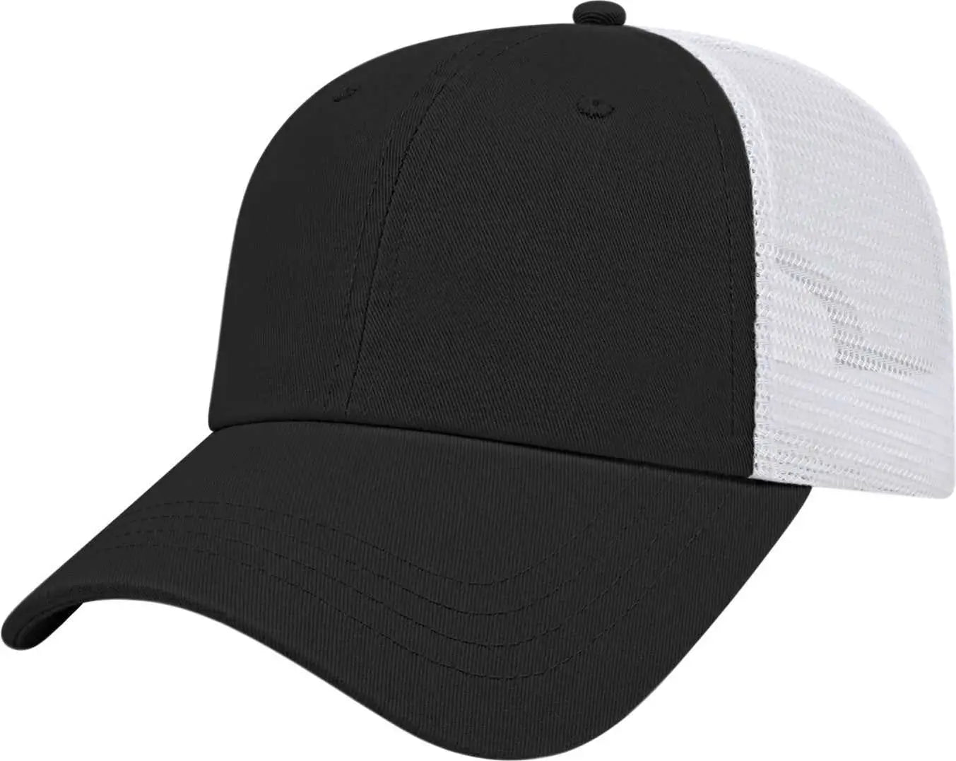 Cap America i5009 Value Washed Chino Twill Mesh Back Cap - Black White - Black White / One Size Fits Most