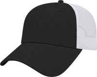 Cap America i5009 Value Washed Chino Twill Mesh Back Cap - Black White - Black White / One Size Fits Most
