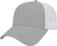 Cap America i5009 Value Washed Chino Twill Mesh Back Cap - Gray White - Gray White / One Size Fits Most