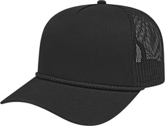 Cap America i5011 Value Rope Trucker Mesh Back Cap - Black - Black / One Size Fits Most
