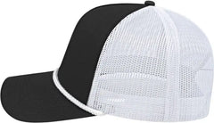 Cap America i5011 Value Rope Trucker Mesh Back Cap - Black White White - Black White White / One Size Fits Most