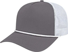 Cap America i5011 Value Rope Trucker Mesh Back Cap - Charcoal White White - Charcoal White White / One Size Fits Most