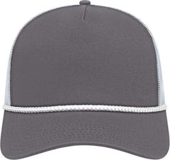 Cap America i5011 Value Rope Trucker Mesh Back Cap - Charcoal White White - Charcoal White White / One Size Fits Most
