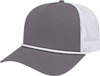 Cap America i5011 Value Rope Trucker Mesh Back Cap - Charcoal White White - Charcoal White White / One Size Fits Most