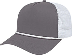 Cap America i5011 Value Rope Trucker Mesh Back Cap - Charcoal White White - Charcoal White White / One Size Fits Most