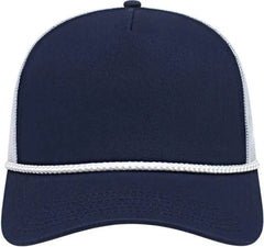 Cap America i5011 Value Rope Trucker Mesh Back Cap - Navy White White - Navy White White / One Size Fits Most