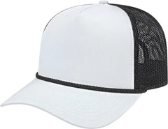 Cap America i5011 Value Rope Trucker Mesh Back Cap - White Black Black - White Black Black / One Size Fits Most