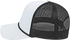 Cap America i5011 Value Rope Trucker Mesh Back Cap - White Black Black - White Black Black / One Size Fits Most
