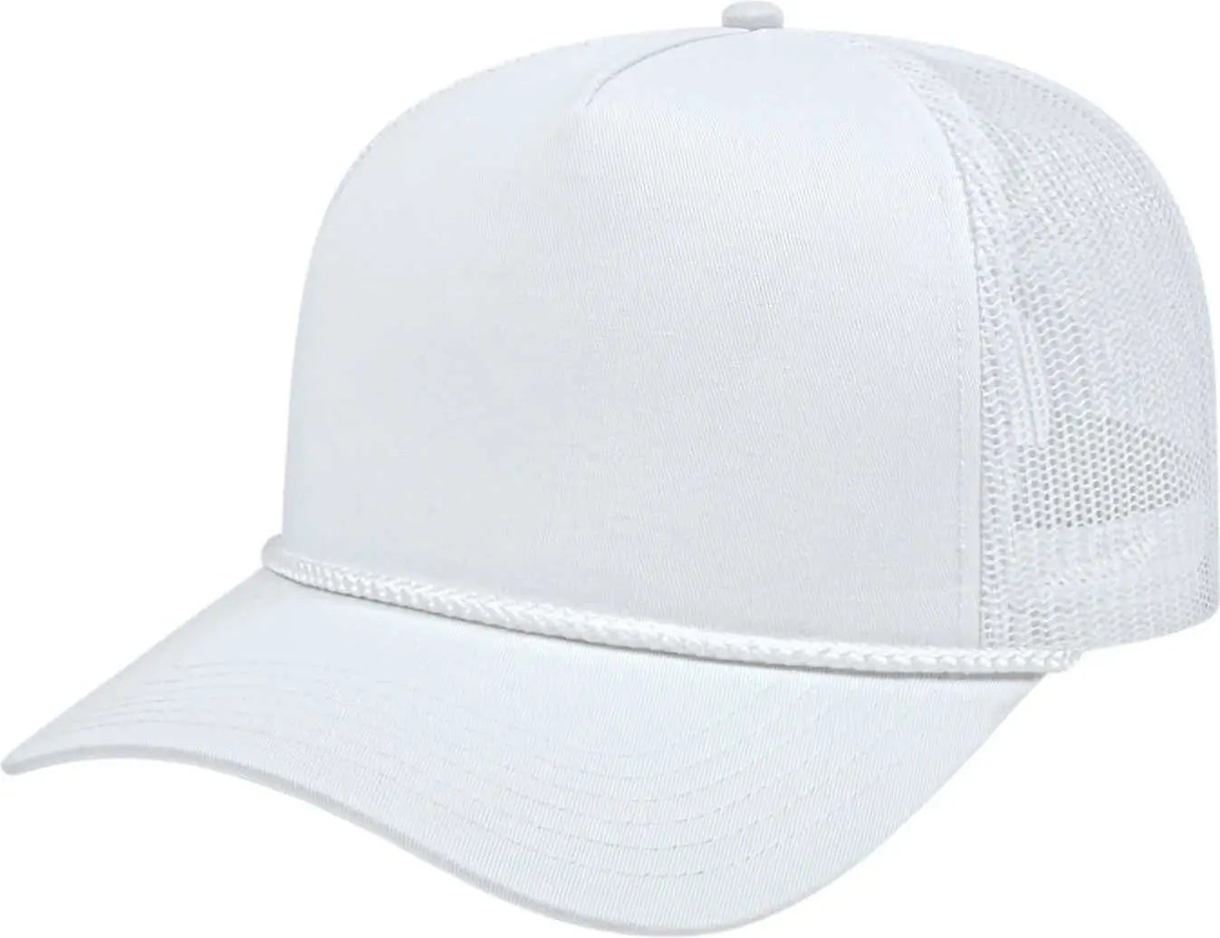 Cap America i5011 Value Rope Trucker Mesh Back Cap - White - White / One Size Fits Most