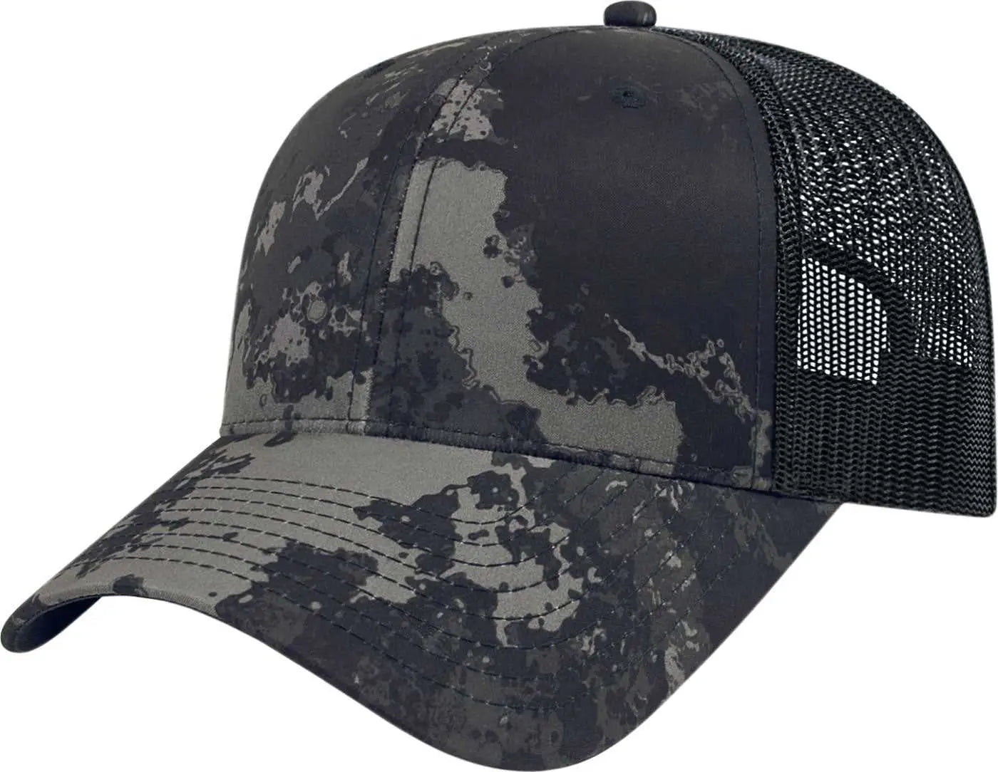 Cap America i6606VC YP Classics Veil Camo Retro Trucker Cap - PosBlack - PosBlack / One Size Fits Most