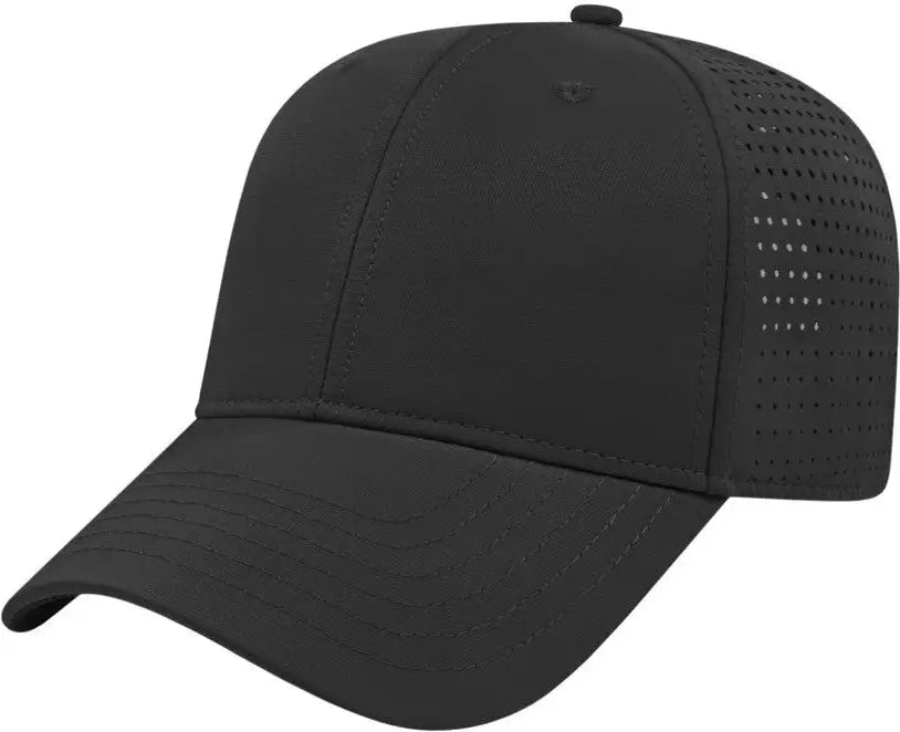 Cap America I7038 Perforated Polyester Cap - Black - Black / One Size Fits Most