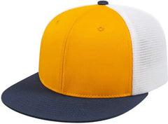 Cap America i8501 Flexfit Performance Trucker Mesh Back Cap - Athletic Gold Navy White - Gold Navy / XS