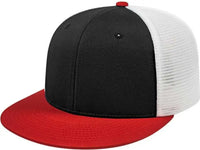 Cap America i8501 Flexfit Performance Trucker Mesh Back Cap - Black Red White - Black Red White / XS