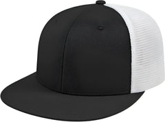Cap America i8501 Flexfit Performance Trucker Mesh Back Cap - Black Royal White - Black White / XS