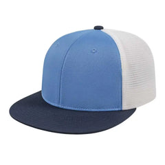 Cap America i8501 Flexfit Performance Trucker Mesh Back Cap - Columbia Blue White - Columbia Blue Navy / XS