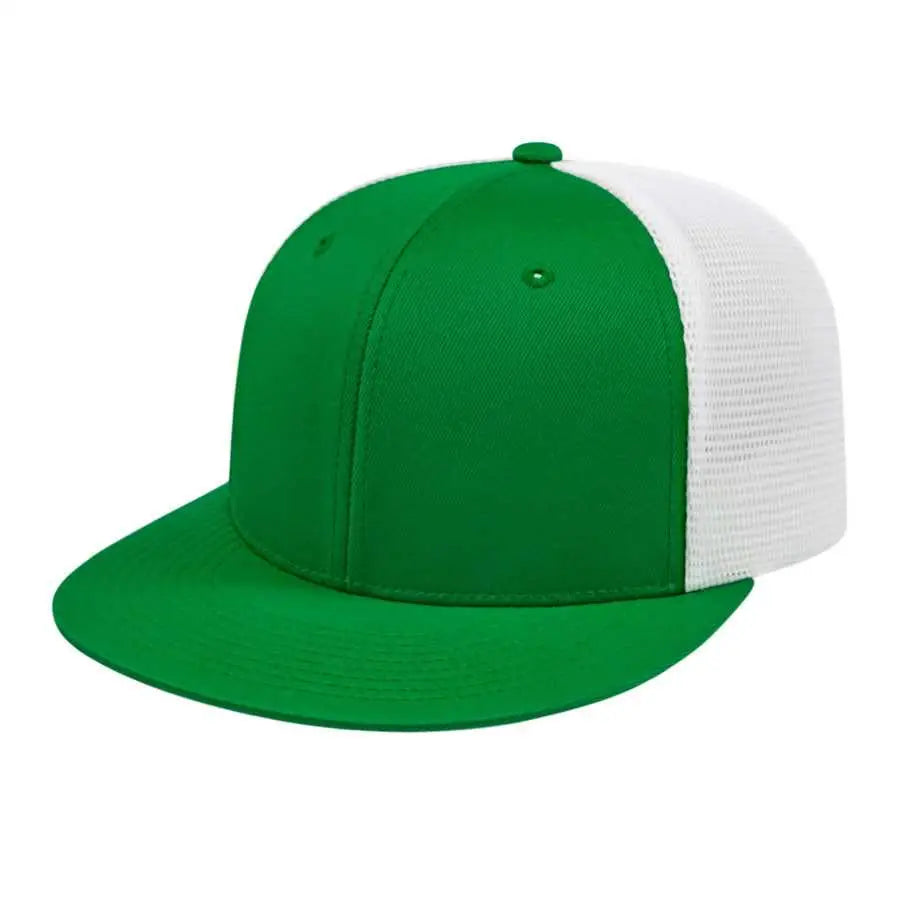 Cap America i8501 Flexfit Performance Trucker Mesh Back Cap - Kelly White - Kelly White / XS