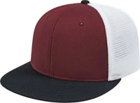 Cap America i8501 Flexfit Performance Trucker Mesh Back Cap - Maroon Black White - Maroon White / XS