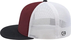 Cap America i8501 Flexfit Performance Trucker Mesh Back Cap - Maroon Black White
