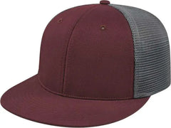 Cap America i8501 Flexfit Performance Trucker Mesh Back Cap - Maroon Graphite - Maroon Dark Gray / XS