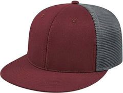 Cap America i8501 Flexfit Performance Trucker Mesh Back Cap - Maroon Graphite