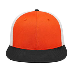 Cap America i8501 Flexfit Performance Trucker Mesh Back Cap - Orange Black White