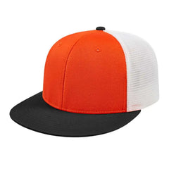 Cap America i8501 Flexfit Performance Trucker Mesh Back Cap - Orange Black White - Orange Black White / XS