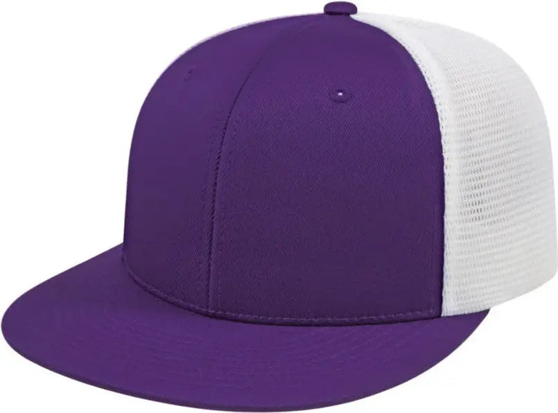 Cap America i8501 Flexfit Performance Trucker Mesh Back Cap - Purple White - Purple White / XS