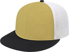 Cap America i8501 Flexfit Performance Trucker Mesh Back Cap - Vegas Gold Black White