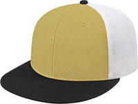 Cap America i8501 Flexfit Performance Trucker Mesh Back Cap - Vegas Gold Black White - Vegas Gold Black / XS