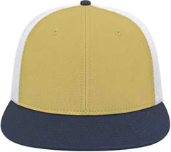 Cap America i8501 Flexfit Performance Trucker Mesh Back Cap - Vegas Gold Navy White