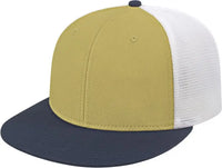 Cap America i8501 Flexfit Performance Trucker Mesh Back Cap - Vegas Gold Navy White - Vegas Gold Navy / XS