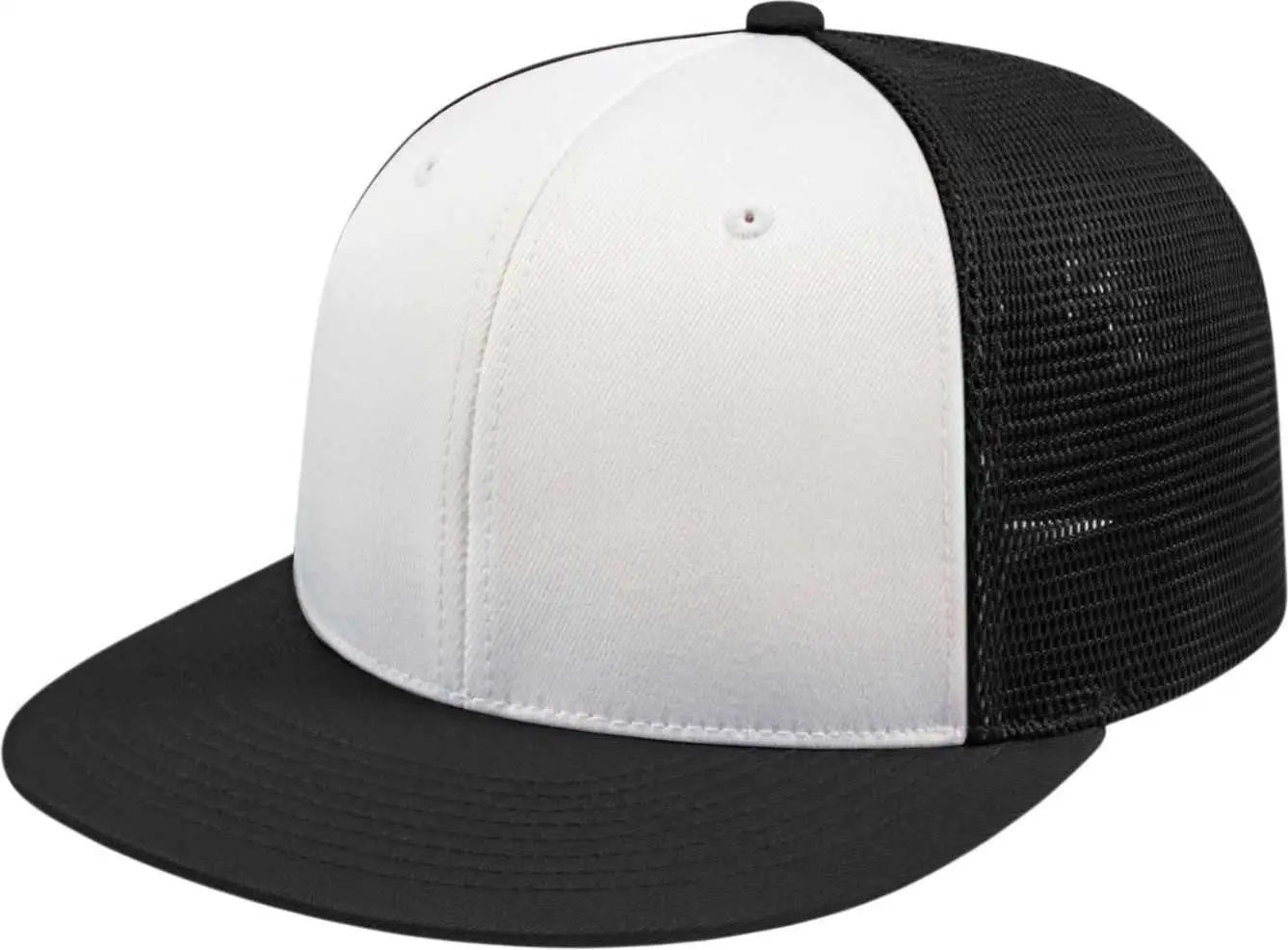 Cap America i8501 Flexfit Performance Trucker Mesh Back Cap - White Black - White Black / XS