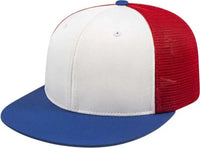 Cap America i8501 Flexfit Performance Trucker Mesh Back Cap - White Royal Red - White Red / XS