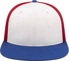 Cap America i8501 Flexfit Performance Trucker Mesh Back Cap - White Royal Red