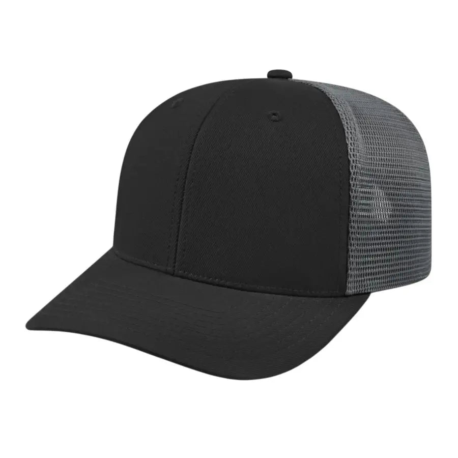 Cap America i8502 Flexfit 110 Trucker Mesh Back Cap - Black Graphite - Black Dark Gray / One Size Fits Most